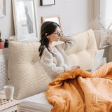 TESICA Corduroy Wedge Pillow Triangular Headboard Wedge Backrest Positioning Support Bed Rest Reading Pillows Headboard Wedge Pillows Bolster for Day Bed Bunk Bed, Navy Blue TESICA