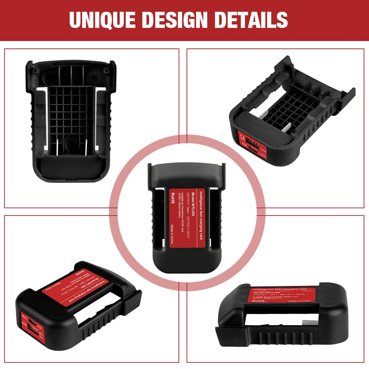 DKSIDKN 2 Pack USB Charger Adapter for Dewalt 20V Li-ion Battery with USB Output & Type-C Fast Charging Interface(Adapter Only) DKSIDKN