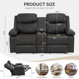 P.H.Furn Recliner Sofa, Reclining Loveseat Sofa with Massage & Heat, Reclining Couch with Side Pockets, Extra Storage, Cup Holders P.H.Furn