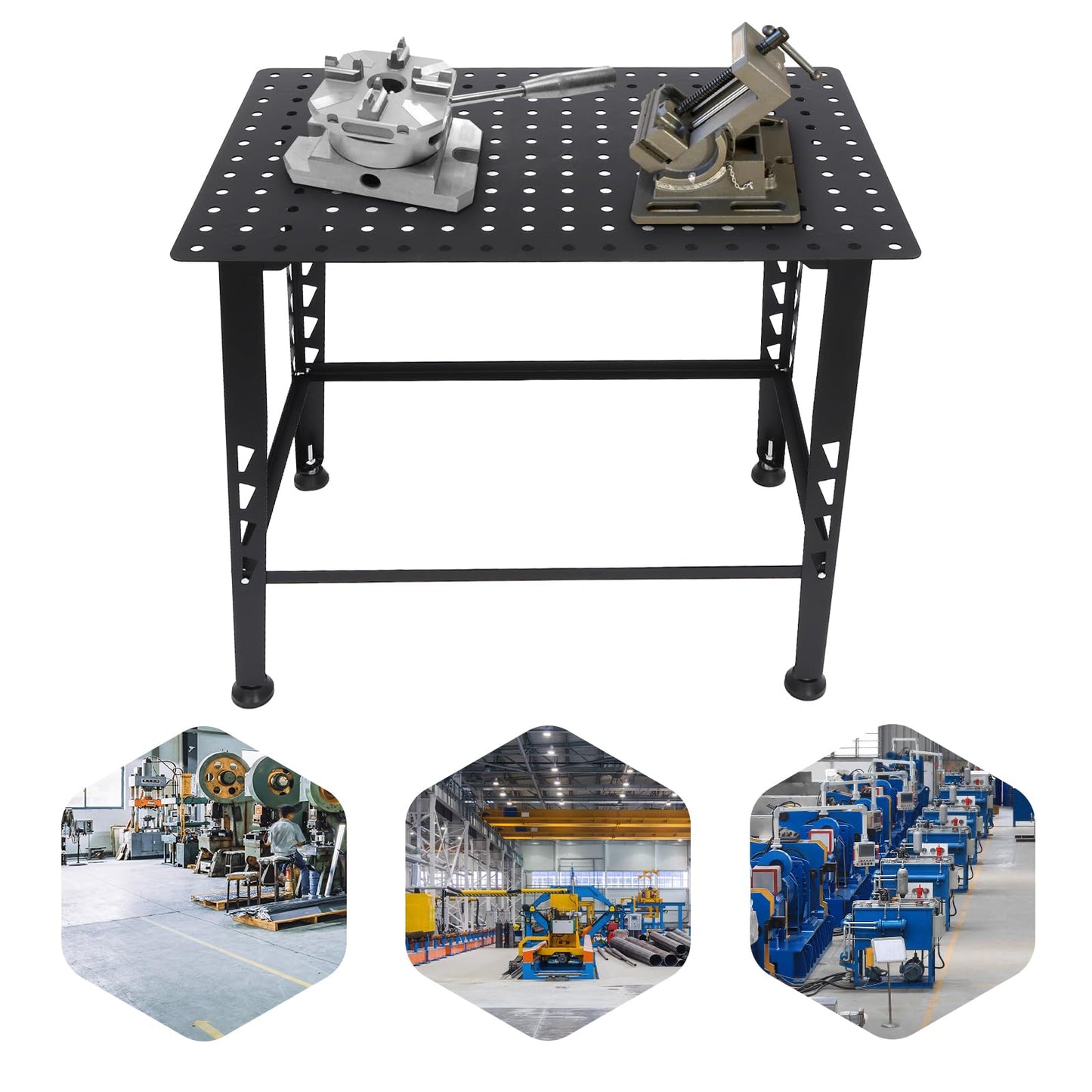 Welding Table, Steel Welding Fabrication Table, Portable Welding Table Top with 4 Stop Bases, Double Tiers Storage Panel Welding with Tool Kit, for Home Workshops, 600lbs Load Capacity (36 *  - WoodArtSupply