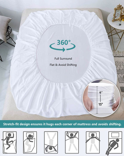 Mattress Protector Twin Waterproof Mattress Cover Soft Breathable Noiseless Twin Mattress Protector Deep Pocket for 6-15" Pad - Machine Washable Vinyl Free (Twin, 1 Pack)