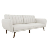 Novogratz Brittany 82 Inch Futon Sofa Bed, Upholstered Couch Sleeper with Tufted Back, Mid-Century Modern, Light Gray Novogratz