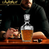 LAWADACH Whiskey Decanter Glass Liquor Decanters Set of 3, Alcohol Bottle for Tequila, Brandy and Vodka Unique Liquor Bar and Party Decorations (28oz*2, 31oz*1) LAWADACH