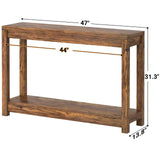 Besiost 47" Farmhouse Wood Entryway Table Narrow Console Table with Storage Behind Couch Sofa Table with Shelves Entry Way Table with Open Storage, Easy Assembly, Rustic Brown Besiost