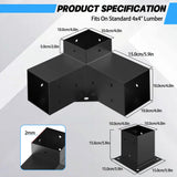 Jurrque Aluminum Alloy Pergola Kit with 3-Way Brackets for 4"x 4" Lumber,Lightweight,High-Strength DIY Pergola Brackets Support for Pergolas,Gardens,Outdoor Shelters,Gazebo Brackets Includes Screws. Jurrque