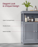 VASAGLE Bathroom Floor Cabinet, Bathroom Storage Cabinet, Freestanding, with Double Shutter Doors and Adjustable Shelf, for Bathroom, Living Room, Entryway, Kitchen, Dove Gray UBBC040G02 VASAGLE