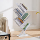 Ymesiyou 5 Tier Tree Bookshelf, Floor Standing Bookshelf for Narrow Space,Storage Organizer Bookshelves for Books/CDs/Magazine, Bookcase with Shelves for Home Office, Living Room- White Ymesiyou