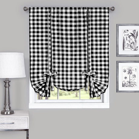 ACHIM Buffalo Check Panel Window Curtain - 42 Inch Width, 84 Inch Length - Black & White Plaid - Light Filtering Farmhouse Country Drapes for Bedroom Living & Dining Room Home Decor ACHIM