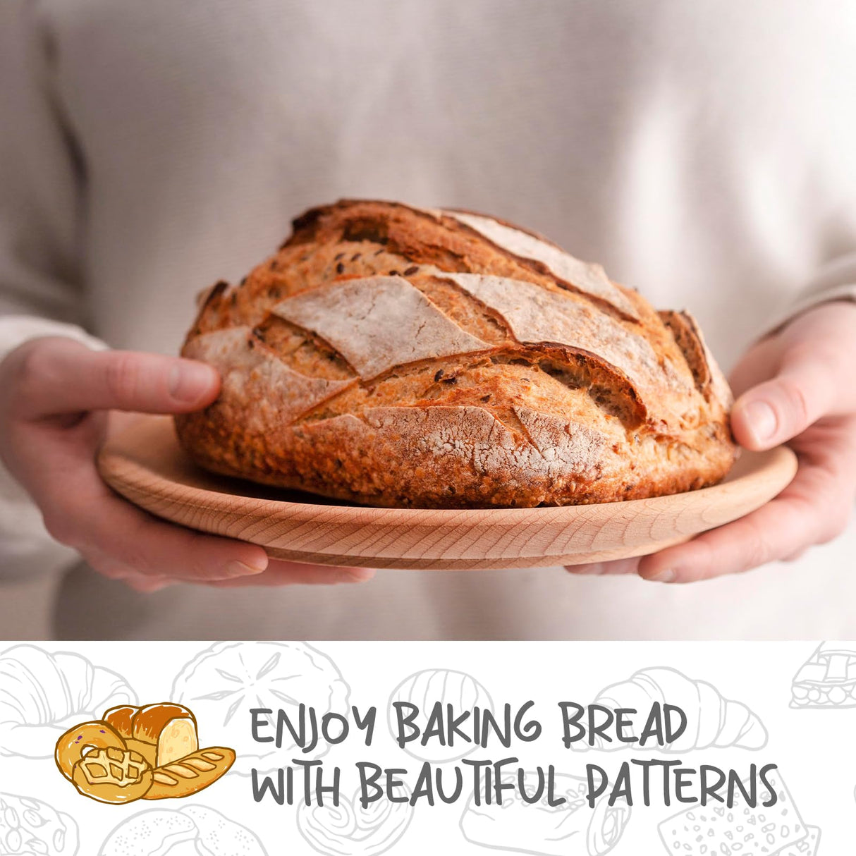 DOYOLLA Bread Proofing Baskets Set of 2 8.5 inch Round Dough Proofing Bowls w/Liners Perfect for Home Sourdough Bakers Baking DOYOLLA