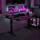 FICIHI Electric Standing Desk USB A/C Charging Port, Electric Height Adjustable Desk, 63 x 30 inches Desk with 4 Drawers,Larger Table Legs,Ergonomic Workstation Suitable for Home Gaming Office FICIHI