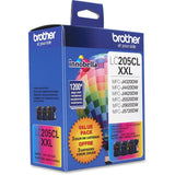 Brother Genuine Super High Yield Color Ink Cartridge, LC2053PKS, Replacement Color Ink Three Pack, Includes 1 Cartridge Each of Cyan, Magenta & Yellow, Page Yield Up To 1200 Pages/Cartridge, LC205 Brother