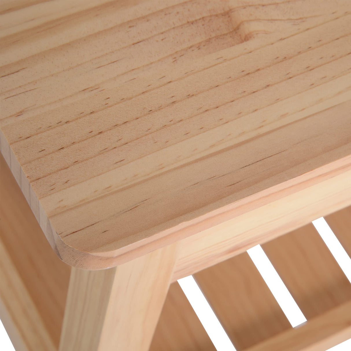 HOMCOM 42" Kitchen Trolley Cart Rolling Island, Wooden Utility Serving Cart with 2 Drawers and 3-Tier Shelf, Natural HOMCOM