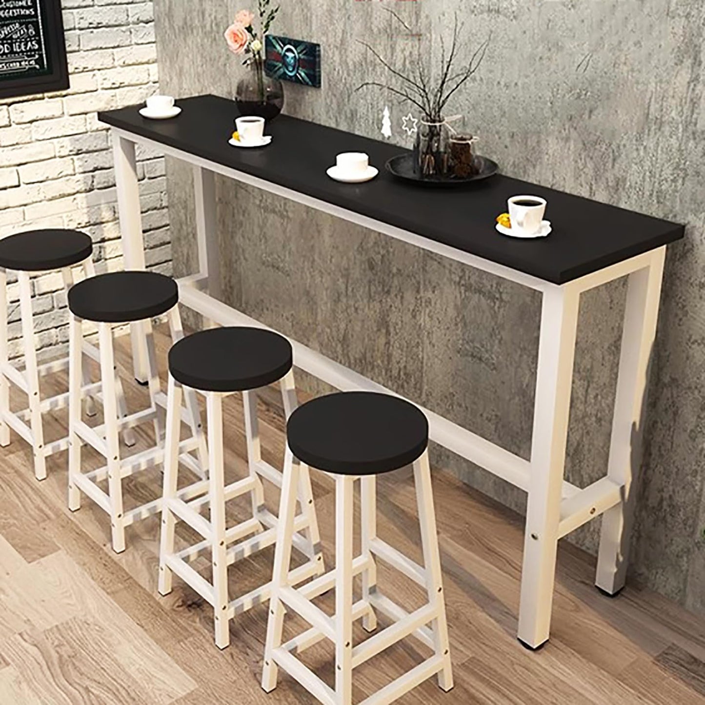 Modern Black Wooden Bar Table - Rectangle Console for Dining and Kitchen Use - WoodArtSupply