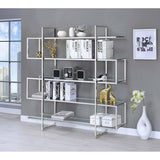 Coaster Home Furnishings Contemporary Zig Zag Chrome Bookcase with Clear Glass Shelves Coaster Home Furnishings