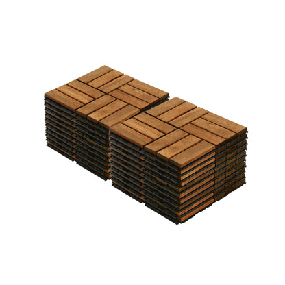 Dolonm Interlocking Solid Wood Deck Tiles, Golden Teak Wood for Flooring Tiles, for Patio Balcony Waterproof Both Indoor and Outdoor Decking Tile Brown 12 x 12 x 0.7 inches Pack of 20 - WoodArtSupply