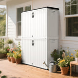 Greesum Outdoor Storage Cabinet Without Shelves, 45 cu.ft Outdoor Waterproof Storage Shed for Garden Tools, Pool Storage, Garbage Cans, White Greesum