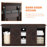 YESHOMY TV Stand for Televisions up to 65 Inchs, with Sliding Barn Doors and Storage Cabinets, Console Table and Media Furniture for Living Room, 58 Inch, Espresso YESHOMY