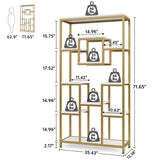 Tribesigns 71" Gold and White Modern 11-Tier Etagere Bookshelf for Elegant Storage and Display Tribesigns