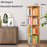 Feuusec 4-Tier Rotating Solid Wood Bookshelf Tower for Kids & Adults - Space-Saving Corner Display Bookcase Feuusec