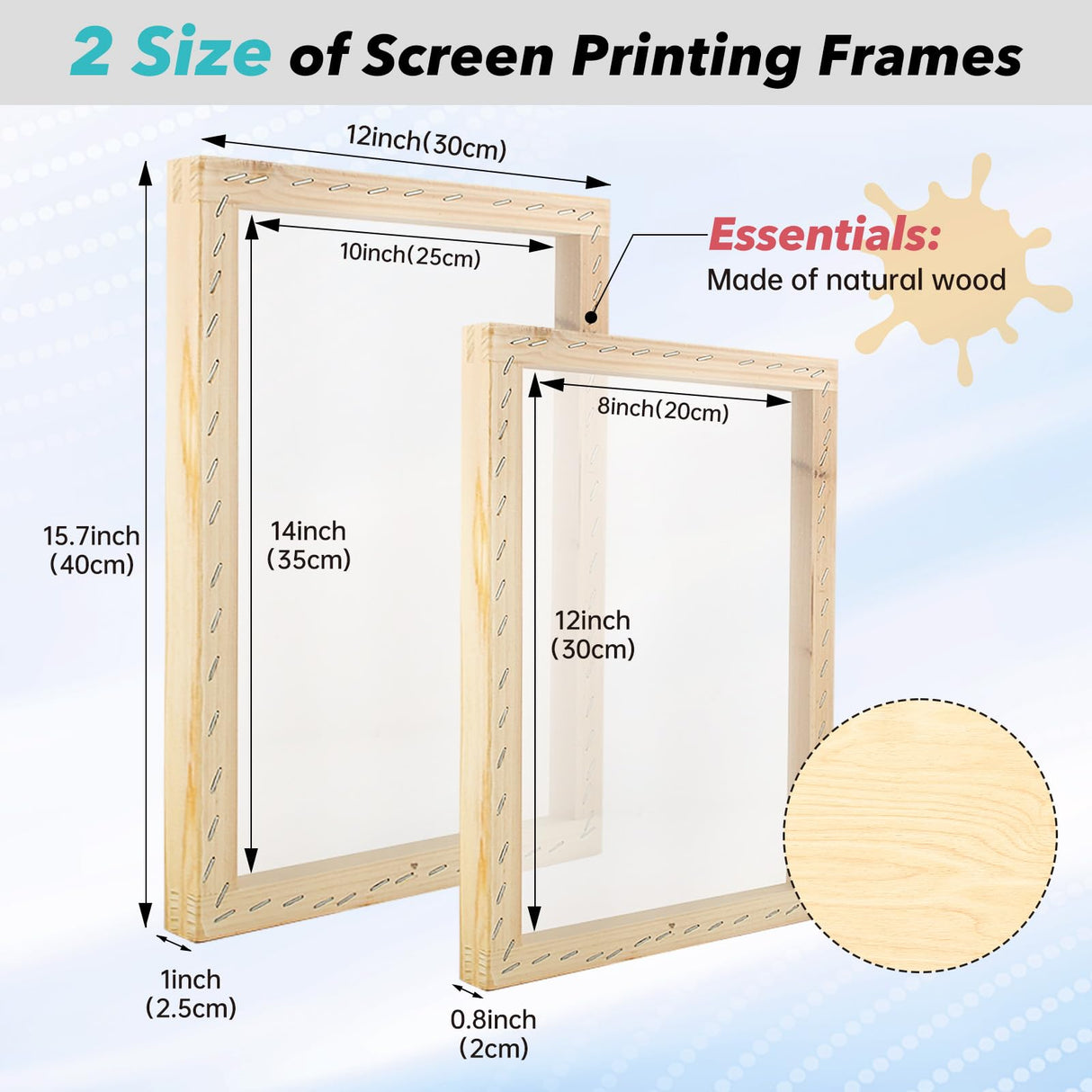 Ecoofor 47pcs All-in-One Set with 50W UV Exposure Lamp,2 Size Wood Screen Printing Frames, 4 Colors Screen Printing Ink, 10 A4 Size Inkjet Transparency Films Ecoofor