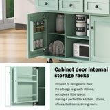 Merax Kitchen Cart Island with Drop-Leaf Countertop on 5 Wheels, Cabinet Door Internal Storage Racks for Dinning Room, Mint Green Merax