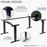VIVO U-Shaped Electric 83 x 60 inch Memory Stand Up Desk, Height Adjustable Large Corner Standing Workstation, Black Table Top, Black Frame, VIVO