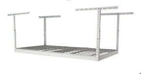 SafeRacks Overhead Garage Storage Rack - Heavy Duty Racks for Garage with 400 lb Capacity, Easy Garage Shelving, Adjustable Storage Rack, Ceiling Mount Storage Shelves 3x6 White (12"-21") SafeRacks