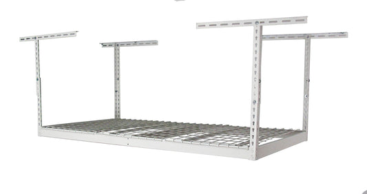 SafeRacks Overhead Garage Storage Rack - Heavy Duty Racks for Garage with 400 lb Capacity, Easy Garage Shelving, Adjustable Storage Rack, Ceiling Mount Storage Shelves 3x6 White (18"-33")