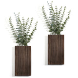 Vesici 2 Pack Wood Wall Planter Vase with Artificial Plants Indoor Plants Holder Pocket Farmhouse Wooden Vases Wall Flower Vase Hanging Plant Decor for Bedroom Kitchen Office Home (Wood,Eucalyptus) Vesici
