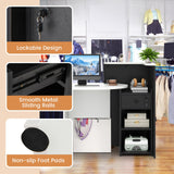 Tangkula Reception Desk, Front Counter Desk with Lockable Drawer & Adjustable Shelf, Oval Desktop, Retail Counter for Checkout, Computer Workstation for Salon Lobby Home Office Tangkula