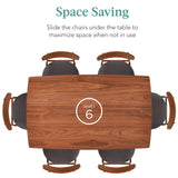 Best Choice Products 7-Piece Wooden Dining Room Table Set, Mid-Century Modern, Kitchen Table w/ 6 Chairs, Upholstered Cushions, Curved Backrests, Rounded Table Corners - Walnut/Charcoal Best Choice Products