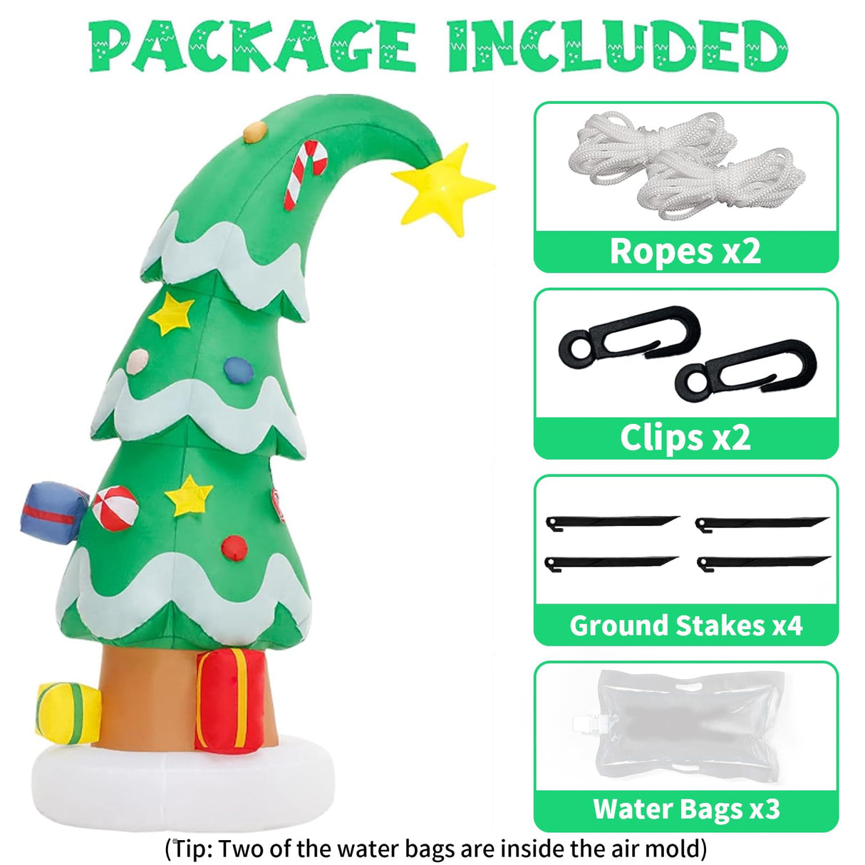 Lionoble 6 FT Christmas Outdoor Inflatable Decorations, Blow Up Christmas Tree with LED Light for Xmas Holiday Party Garden, Yard, Lawn Decor Lionoble