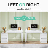 Tribesigns White Desk with 5 Drawers, High Gloss White Modern Home Office Desk with Storage Drawers and Printer Stand, Reversible Computer Desk Vanity Desk for Bedroom, Living Room Tribesigns