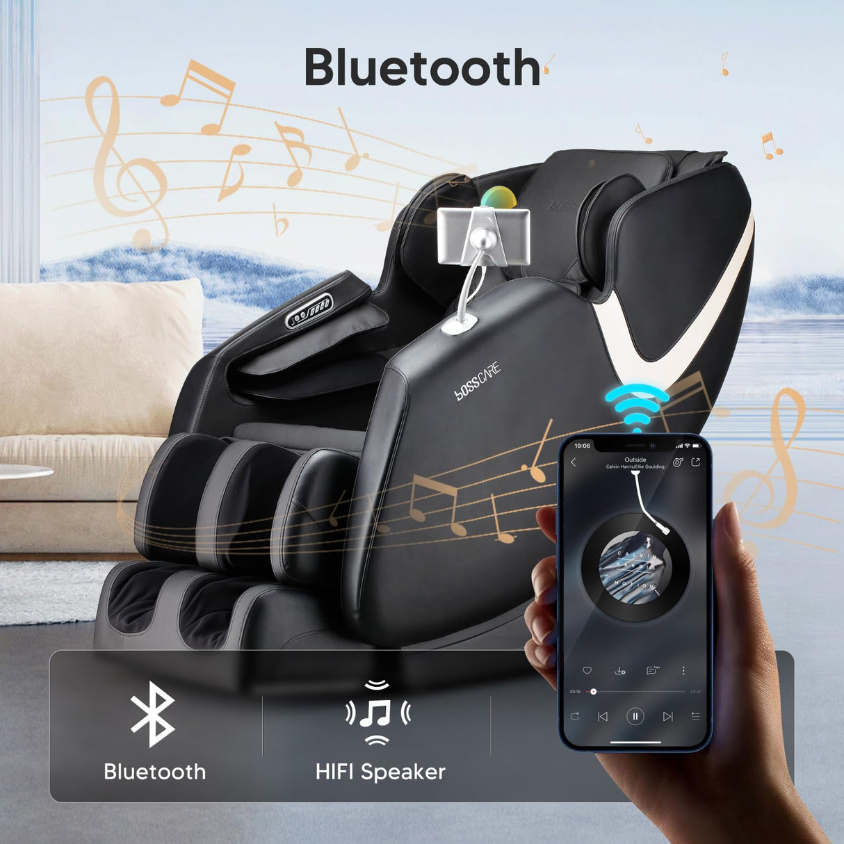 BOSSCARE 2025 Massage Chair Full Body, AI APP Control Shiatsu Zero Gravity Massage Chair with Foot Roller, Back Calf Heated, Bluetooth Speaker, Relaxing Massaging Recliner for Friend Family BOSSCARE
