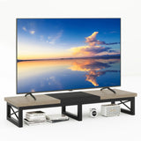 IBUYKE 45" Large TV Riser for 32-60 inch TV,Tabletop Short TV Stand with Storage and Steel Legs,Dual Screen Office Desk,Stand Riser,TV Riser Stand for Home,Bedroom,Living Room,Greige Black TVT002YB IBUYKE