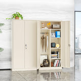 INTERGREAT Metal Wardrobe Closet, 72" Grey Locking Storage Wardrobe Cabinet with Doors and Shelves, Tall Steel Clothes Storage for Office, Home, School, Gym INTERGREAT