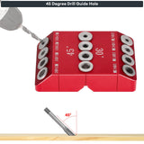 SLIIMU 30 45 90 Degree Angle 4 Sizes Drill Hole Guide Jig for Angled and Straight Hole, Portable Deck Cable Railing Lag Screw Drilling Template Block For Horizontal Cable Wood Post,Stair Wire Handrail SLIIMU