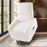 Jocisland Power Lift Recliner Chairs for Adults, Small Electric Recliners with High Back & Side Pocket for Nursery Living Room Bedroom, Comfy Upholstered Modern Nursing Single Sofa, Teddy White Jocisland