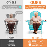 YEFU Adirondack Chair, Oversized Plastic Adirondack Chair Folding Outdoor Chairs with Cup Holder, Lawn Chair with Weather Resistant for Outside Deck Lawn Garden, Weight Capacity Up to 400 Lbs –Aruba YEFU