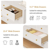 LYNSOM 7 Drawer White Dresser for Bedroom, 55" Wood Dresser with Gold Handles, Wide Modern Chest of Drawers for Hallway, Entryway LYNSOM