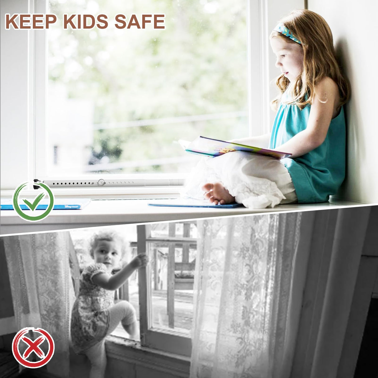 BeBecome Sliding Door Security Bar，17-50 inch Adjustable Patio Door Security bar with Rubber Tips Apartment Bedroom Bottom of Door Heavy Duty Interior White BeBecome