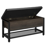 HOSTACK Storage Bench, Entryway Shoe Bench with Flip-Open Storage Box, End of Bed Ottoman Bench with Storage Shelf and Padded Seat for Bedroom, Hallway, Dark Brown HOSTACK