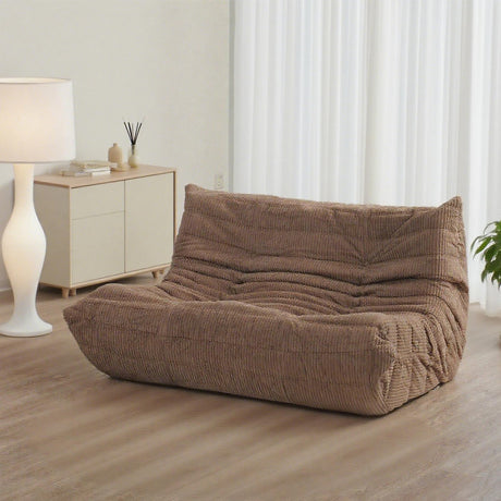 MORITON Fireside Loveseat Mid-Century Armless Sofa — Twin-Size Floor Lounger in Soft Premium Corduroy, Foam-Filled Accent Chair for Living Room or Bedroom (Brown, Two Seater) MORITON