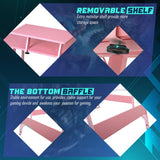 L Shaped Gaming Desk Computer Corner Desk PC Gaming Desk Table with Large Monitor Riser Stand for Home Office Sturdy Writing Workstation,Pink Dopinmin