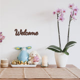 CREATCABIN Cutout Welcome Sign Wooden Wall Art Decor Wood Word Sculpture Signs Rustic Farmhouse For Housewarming Home Front Door Entryway Wall Decoration, Brown, 11.9 x 3.2inch CREATCABIN