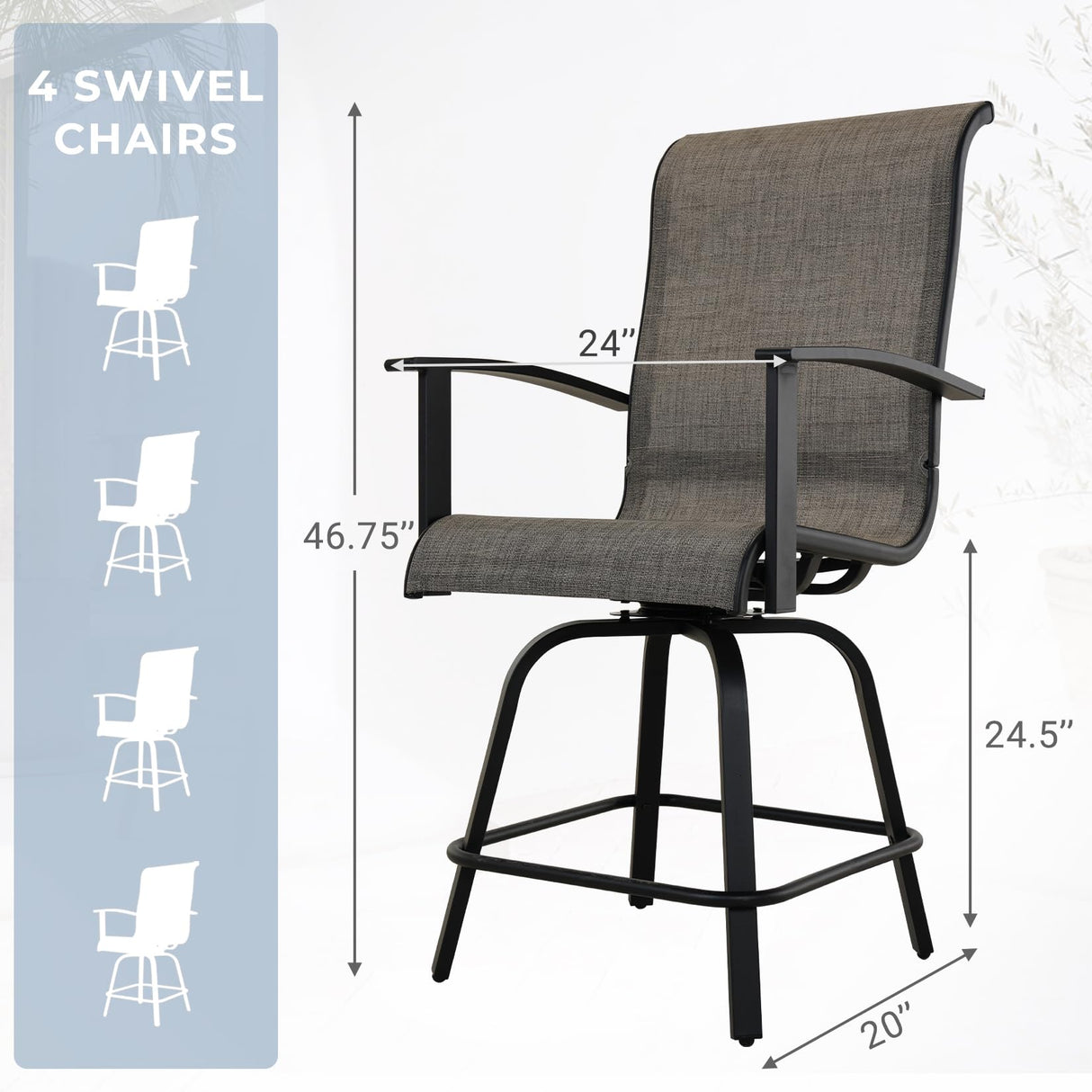 Grand Patio 5-Piece Swivel Bar Set with Ice Bucket - Faux Wood Grain Dining Table for Outdoor Spaces Grand patio