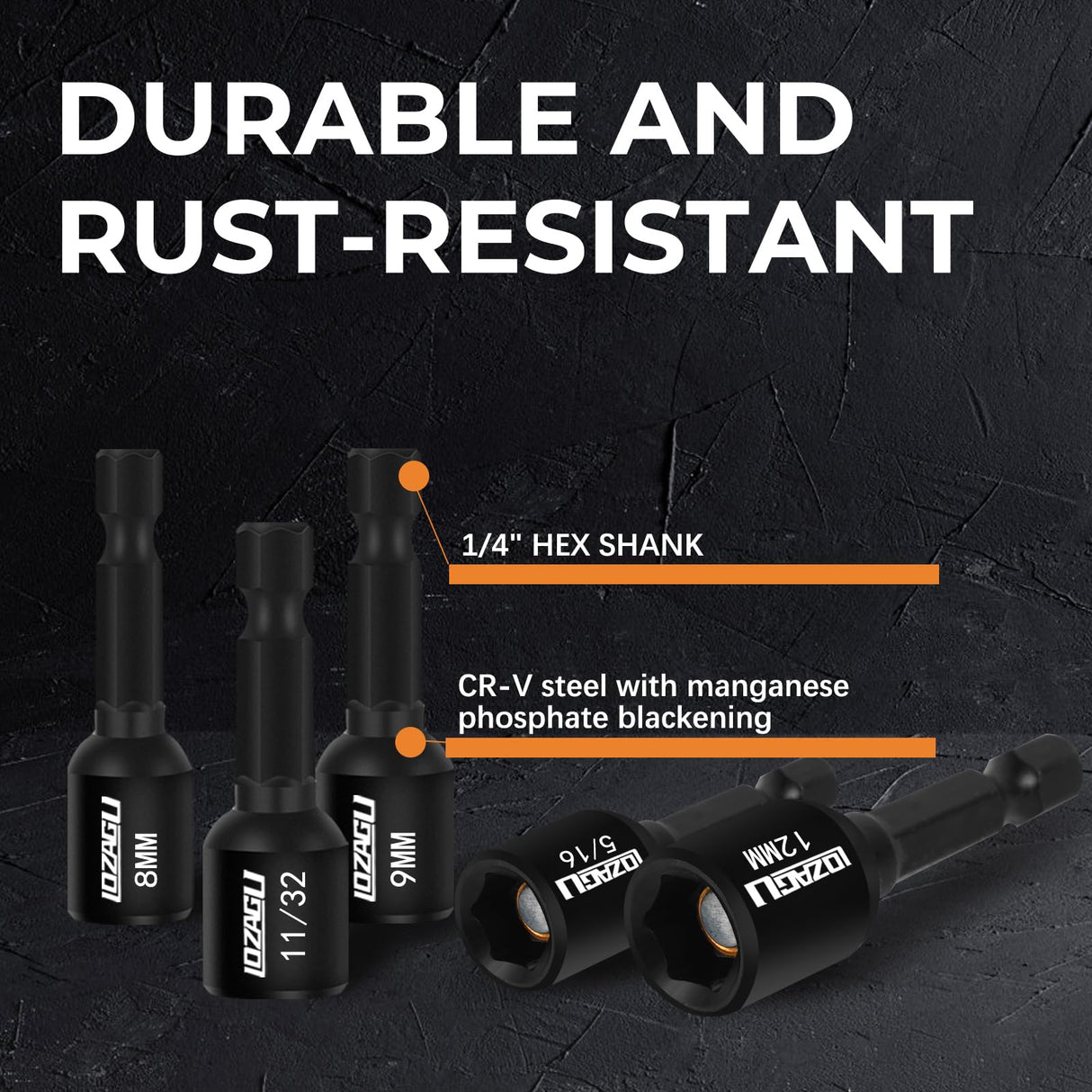 LOZAGU 17PCS Magnetic Nut Driver Set | SAE and Metric | Premium Impact Power Hex Nut Driver Drill Bit Master Kit | 1/4 Inch Hex Shank | Cr-V Steel (17PCS Magnetic Nut Driver (Short)) LOZAGU