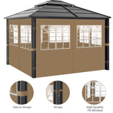 aonear Gazebo Privacy Curtains 10' x 12' with PVC Windows, 4-Panels Side Wall with Zipper Universal Replacement for Patio, Outdoor Canopy, Garden and Backyard aonear