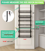 Mefirt Over The Door Pantry Organizer, Pantry Storage and Organization, 6-Tier Adjustable Hanging Baskets, Metal Wall Mount Spice Rack Seasoning Shelves for Home & Kitchen, Laundry Bathroom - Black Mefirt