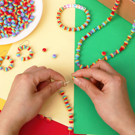 UPINS 500Pcs Resin Pride Beads Rainbow Beads for Jewelry Making DIY Crafts Gift Pride Month Lesbian Gay Wedding Party Favors Parades Accessories Supplies UPINS